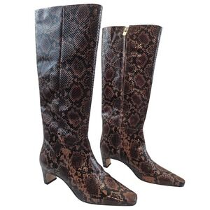 Antonio Melani 6.5 Mades Patent Leather Snake Prink Tall Heeled Boot NWOT NWOB